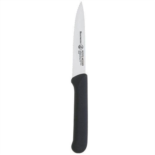 PETITE MESSER 10 CM BLACK SERRATED SPEAR POINT  KNIFE