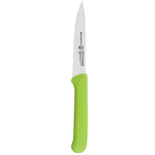 PETITE MESSER 10 CM GREEN SERRATED PARING KNIFE