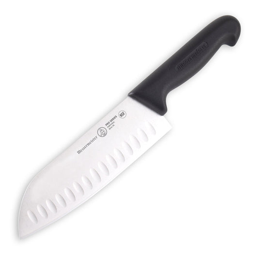 MESSERMEISTER PRO serie 18cm RVS kullenschliff SANTOKU zwart PP kunststof heft