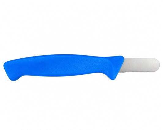 W-SELECTED® Paprika/ bladsnijmes ronde punt 3,5cm carbon lemmet blauw PPN kunststof heft