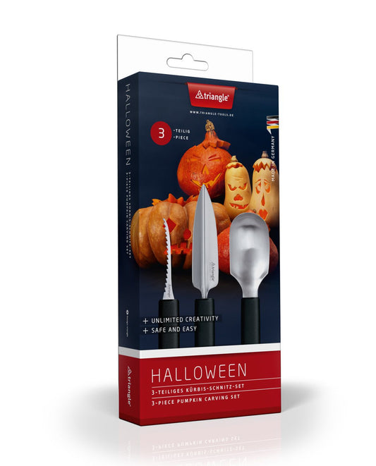 HALLOWEEN RVS Essential Pompoen kerfset 3-delige set zwart kunststof PP heft