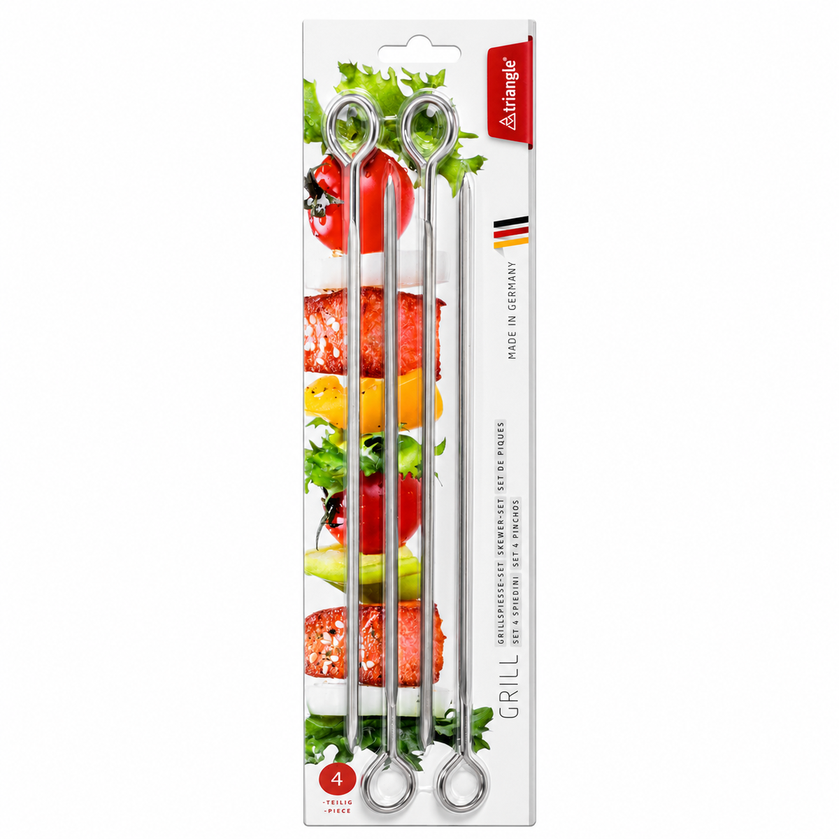 TRIANGLE BBQ- grill- oven- spiesen set 4-delig met ring 25cm