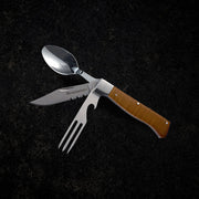MESSERMEISTER ADVENTURE CHEF vouwbaar lepel-vork-mes met esdoornhout heft