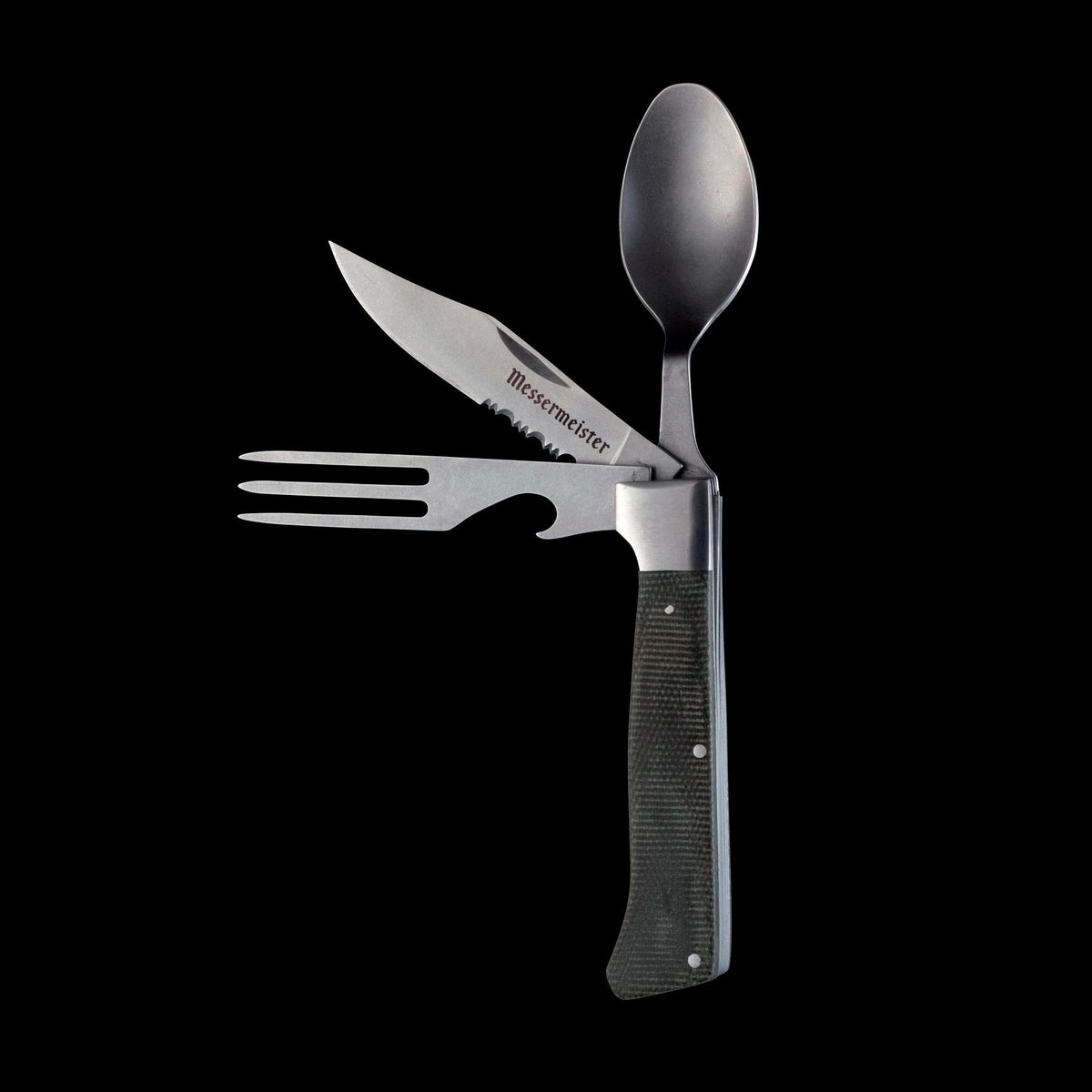 MESSERMEISTER ADVENTURE CHEF vouwbaar lepel-vork-mes micarta heft
