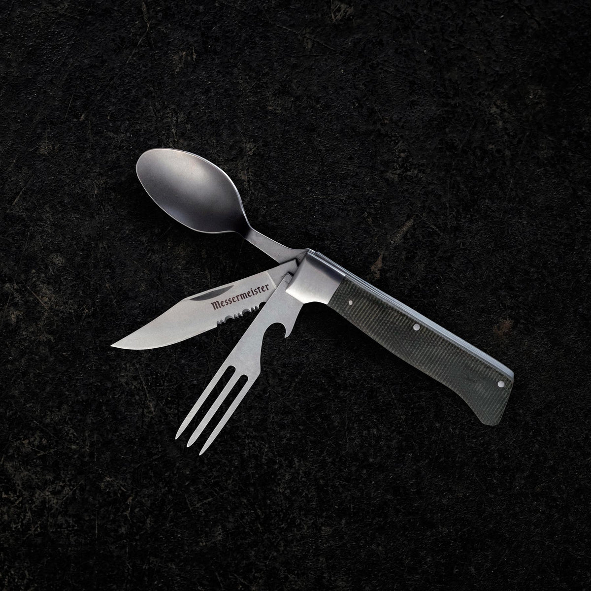 MESSERMEISTER ADVENTURE CHEF vouwbaar lepel-vork-mes micarta heft