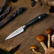 MESSERMEISTER collectie BLACKSMITH schil- tourneer- mes 9cm RVS lemmet met ebbenhouten heft