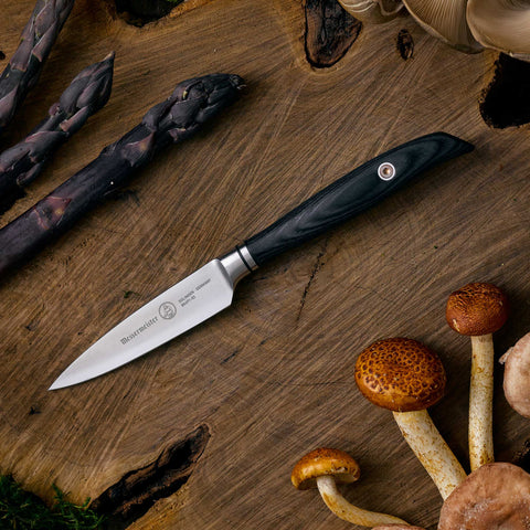 MESSERMEISTER collectie BLACKSMITH schil- tourneer- mes 9cm RVS lemmet met ebbenhouten heft
