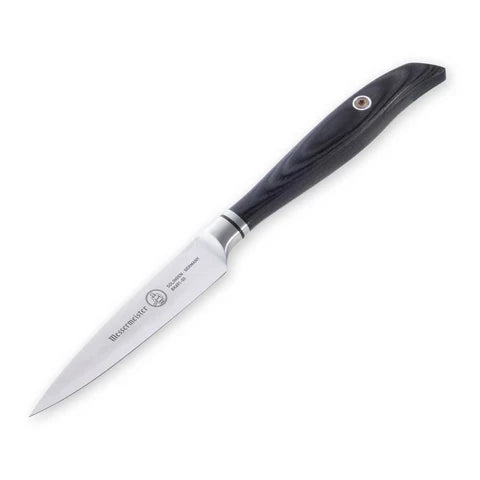 MESSERMEISTER collectie BLACKSMITH schil- tourneer- mes 9cm RVS lemmet met ebbenhouten heft