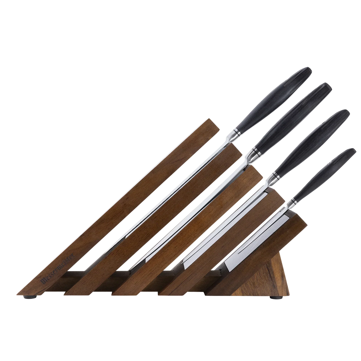 MESSERMEISTER serie BLACKSMITH messenblok plus 4 messen met zwart heft