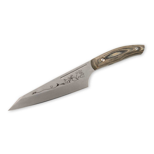 MESSERMEISTER CARBON Koksmes carbonstalen lemmet 16,5cm FSC hardhouten heft