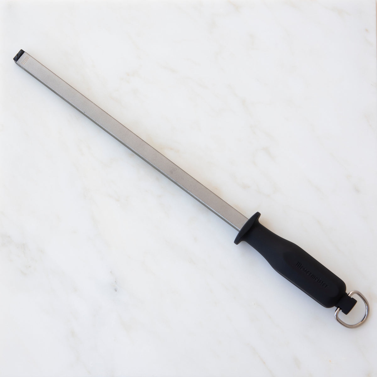 MESSERMEISTER 4-Zijdige aanzetstaal diamant 30cm zwart handvat korrel 200-400-600-1000