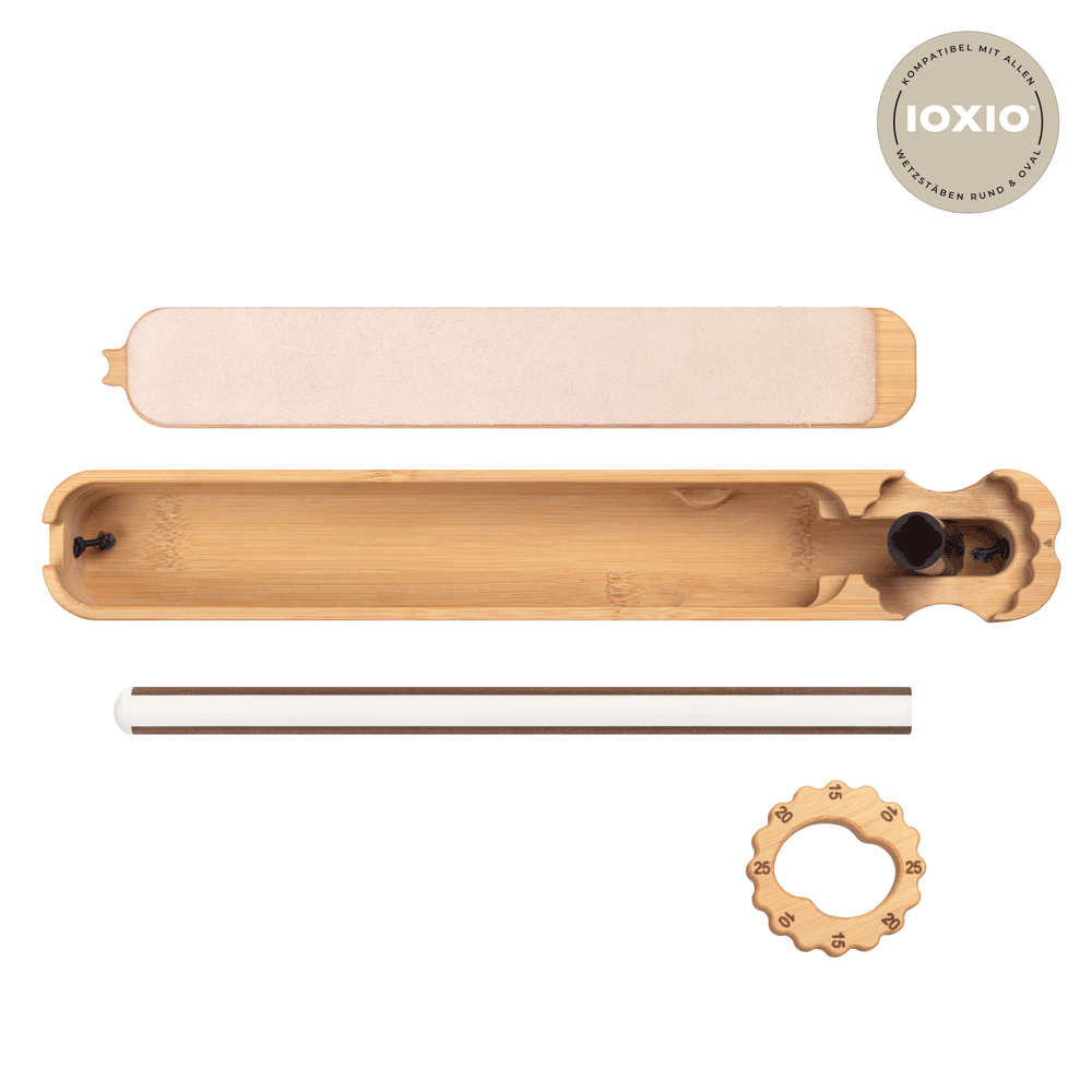 IOXIO® FSC houten slijphulp Wave met Duo keramische aanzetstaal