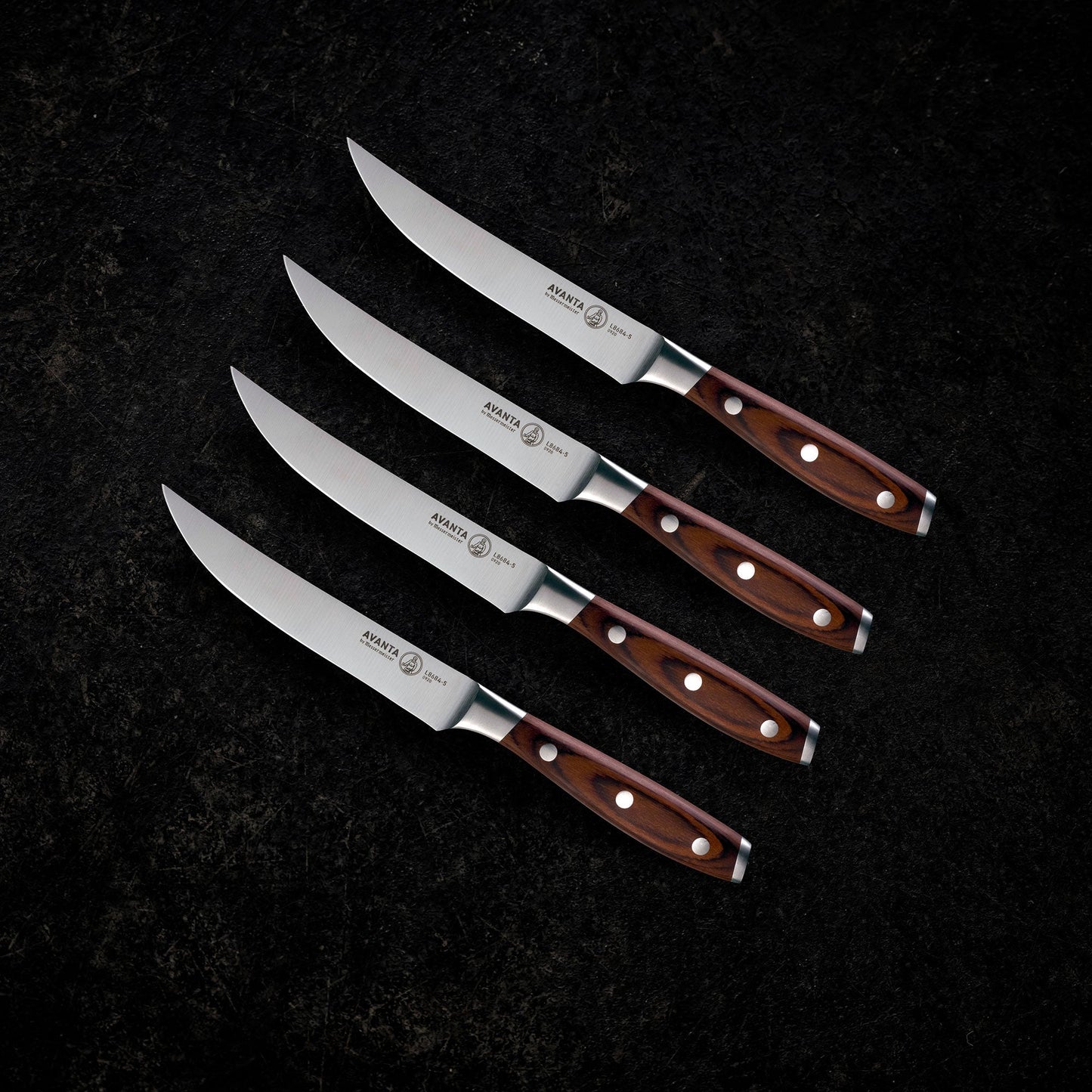 AVANTA PAKKAWOOD 4 PIECE FINE EDGE STEAK KNIFE SET