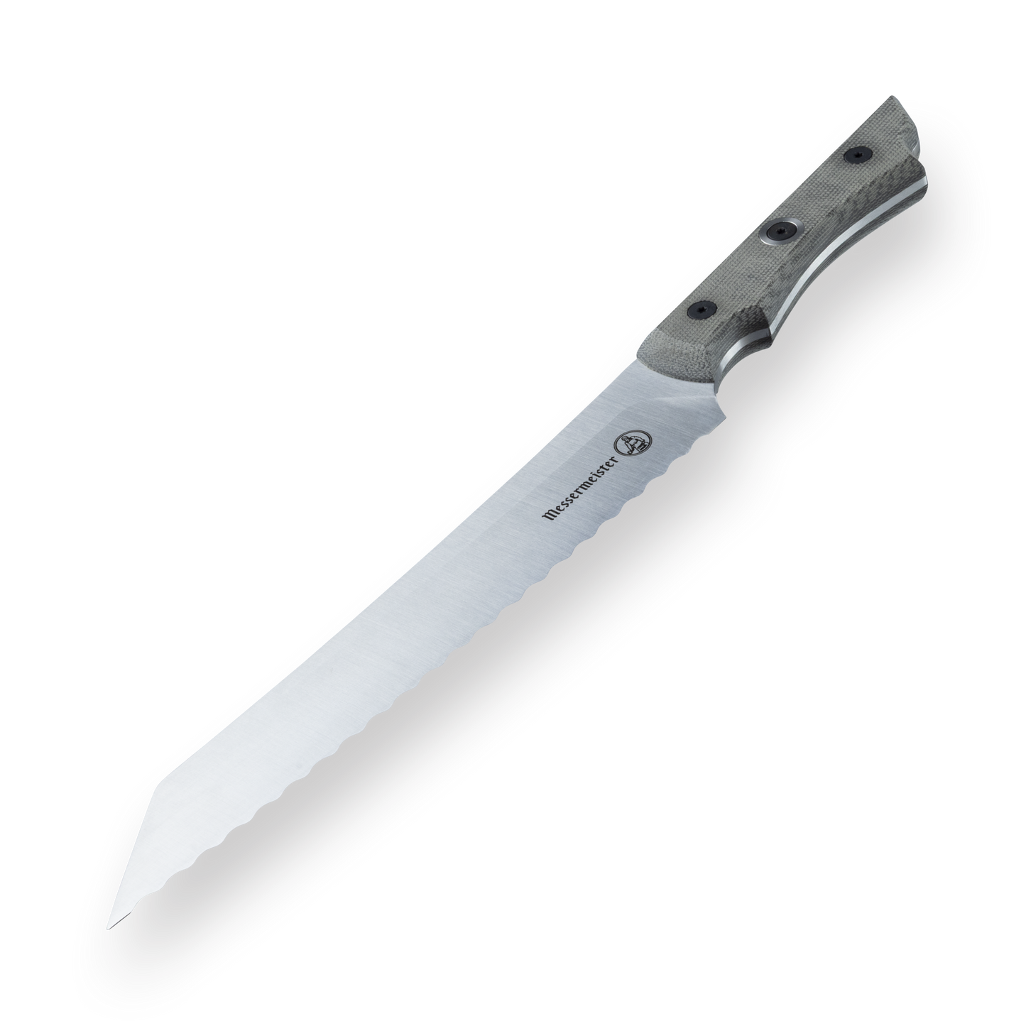 MESSERMEISTER OVERLAND 20CM brood - brisket - mes met grijs/wit micarta heft