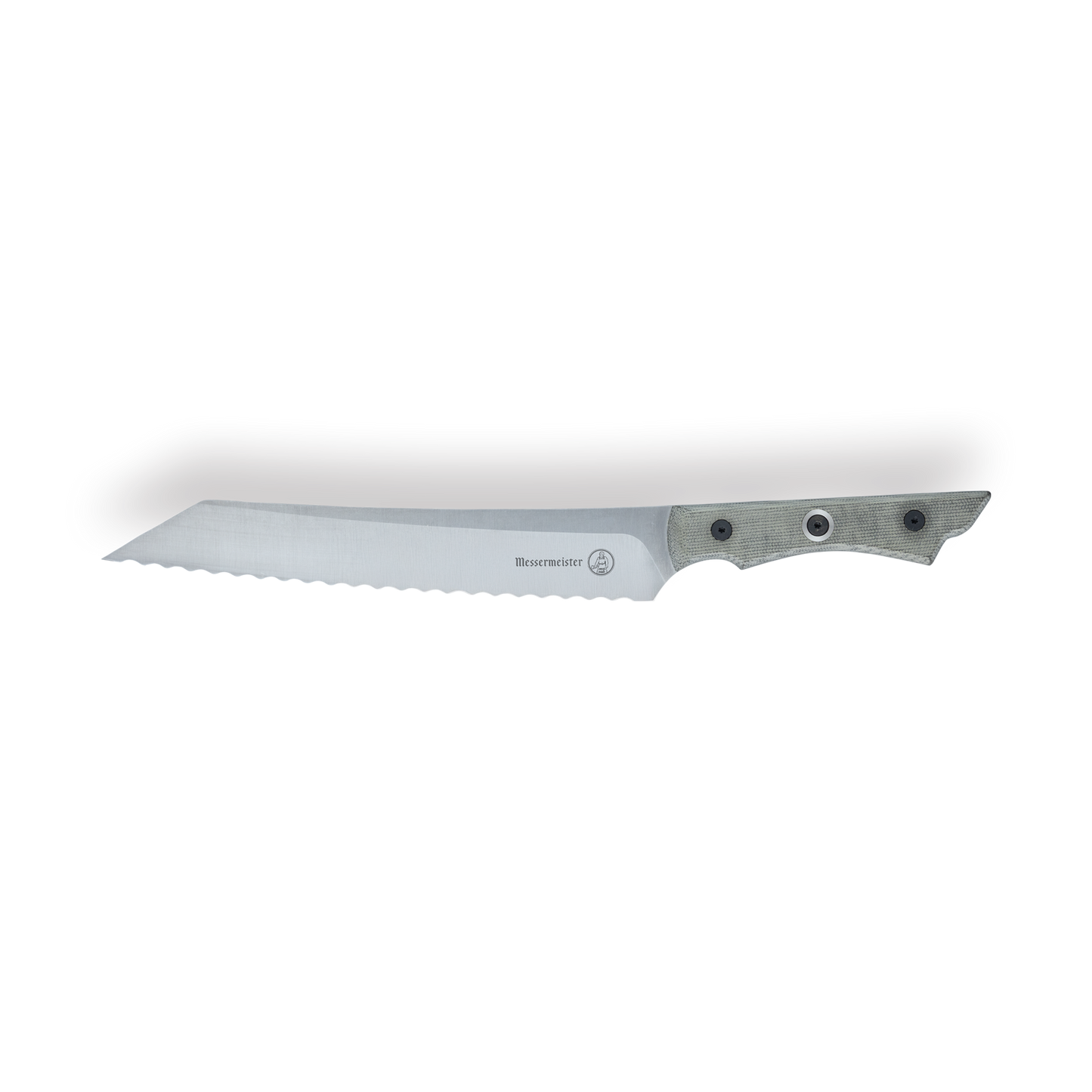 MESSERMEISTER OVERLAND 20CM brood - brisket - mes met grijs/wit micarta heft