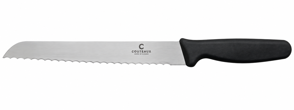 Broodmes RVS lemmet 20 cm standaard kartel met zwart kunststof heft