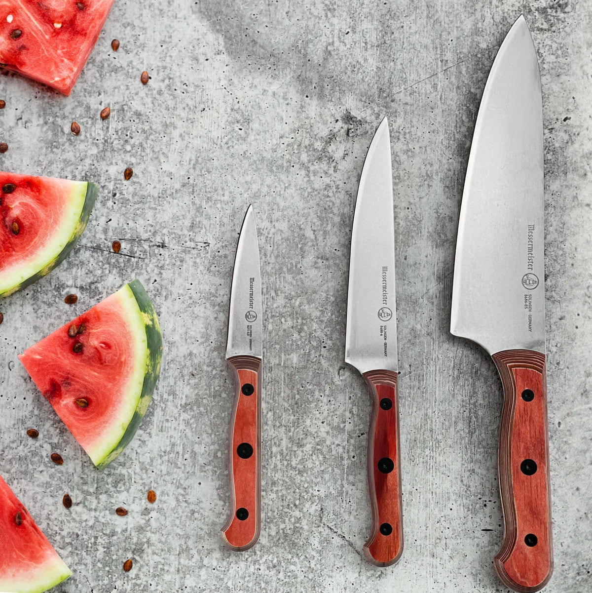 MESSERMEISTER CUSTOM set met losse handgrepen, geel - groen - bruin - rood - grijs