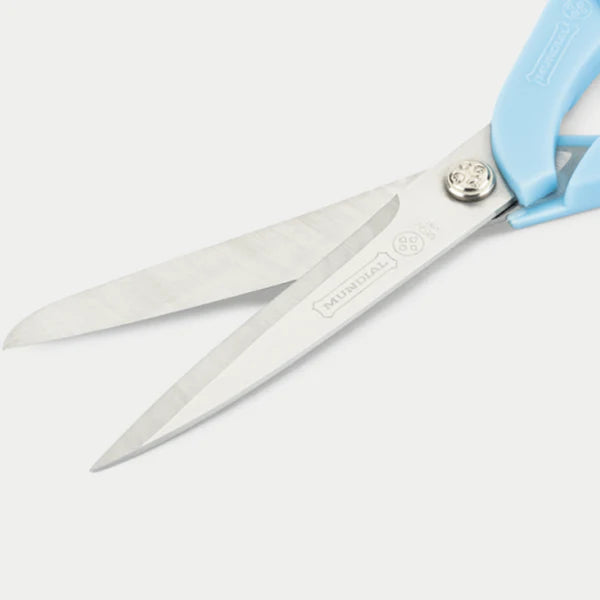 MUNDIAL Super Edge soft grip 1960-7.1/2 inch roestvrijstalen huishoudschaar lengte 19cm en blauw handvat