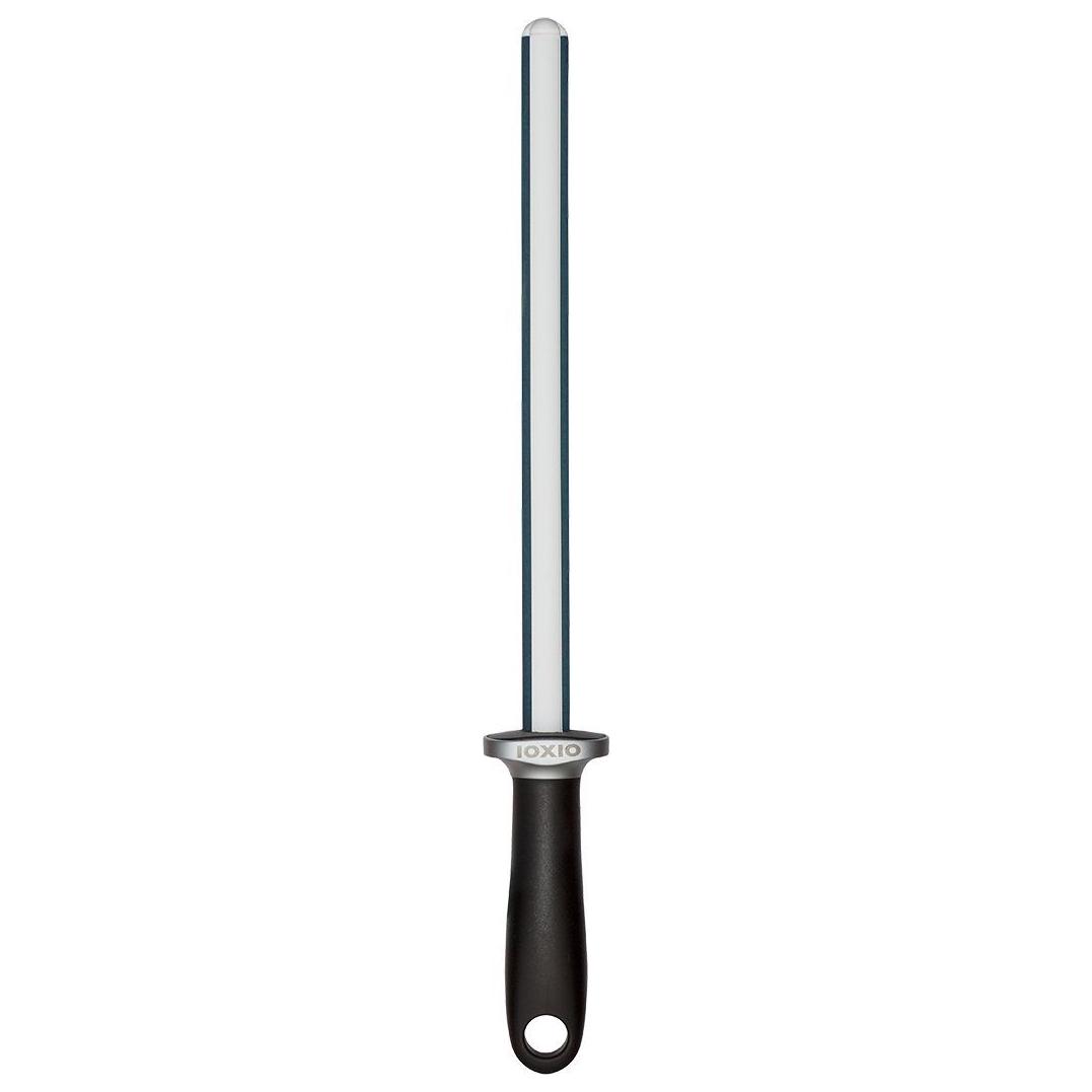 IOXIO aanzetstaal ovaal, keramisch met dubbele korrel 360 en 1000 - lengte 26cm zwart heft