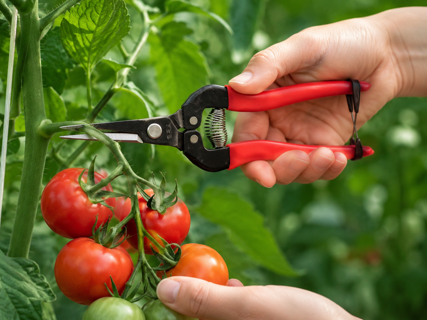 ARS 300L Fruit- bloemen- groente- schaar 19cm met lange rechte bek en rood heft