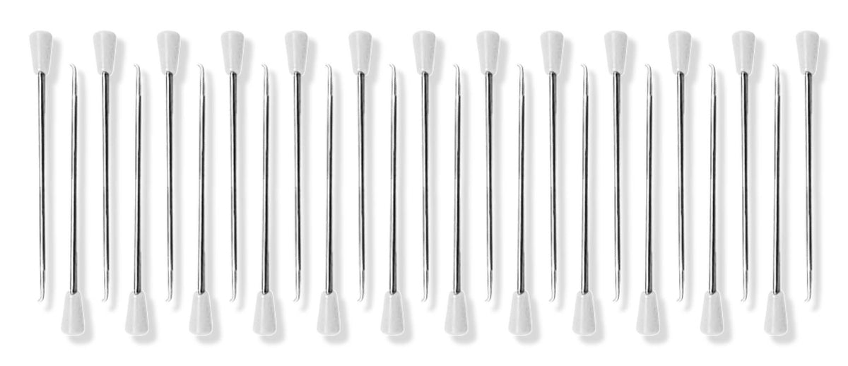 Kokkelnaald, kreukel, slakkennaald, 25 stuks kunststof knop (WIT)