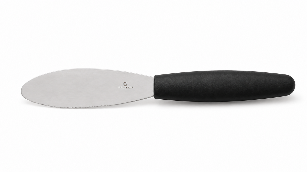 COUTEAUX RVS Ontbijt- boter- jam- brood- mes glad en gekarteld lemmet 10cm zwart PP heft