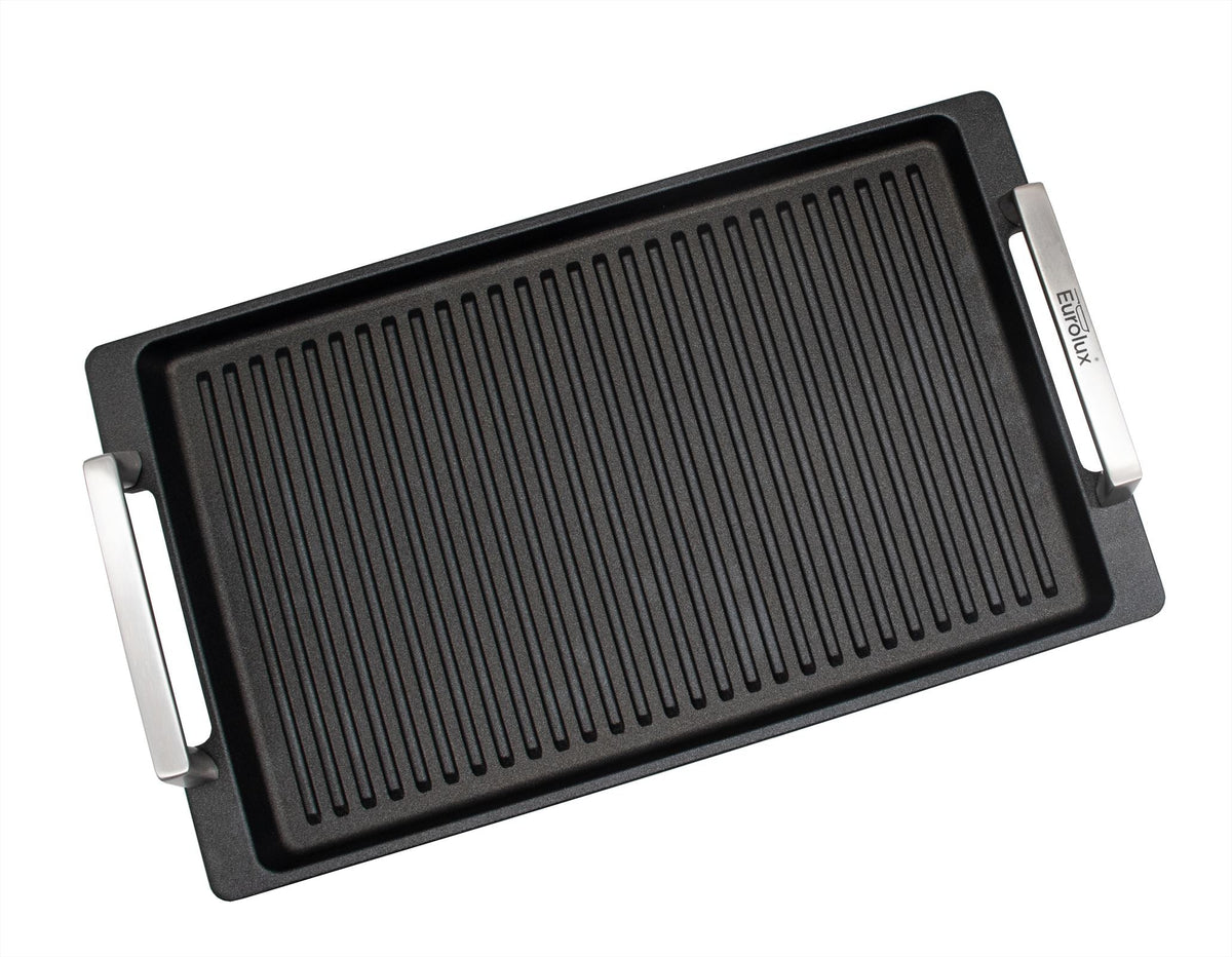 Grilplaat met RVS grepen 41 x 24 x 2,5 cm flex-inductie / combizone Bosch, Miele en Siemens Compatible
