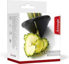 TRIANGLE 'Essential' zwart PP kunststof wortel - komkommer spiraal- snijder met roestvrijstalen mes