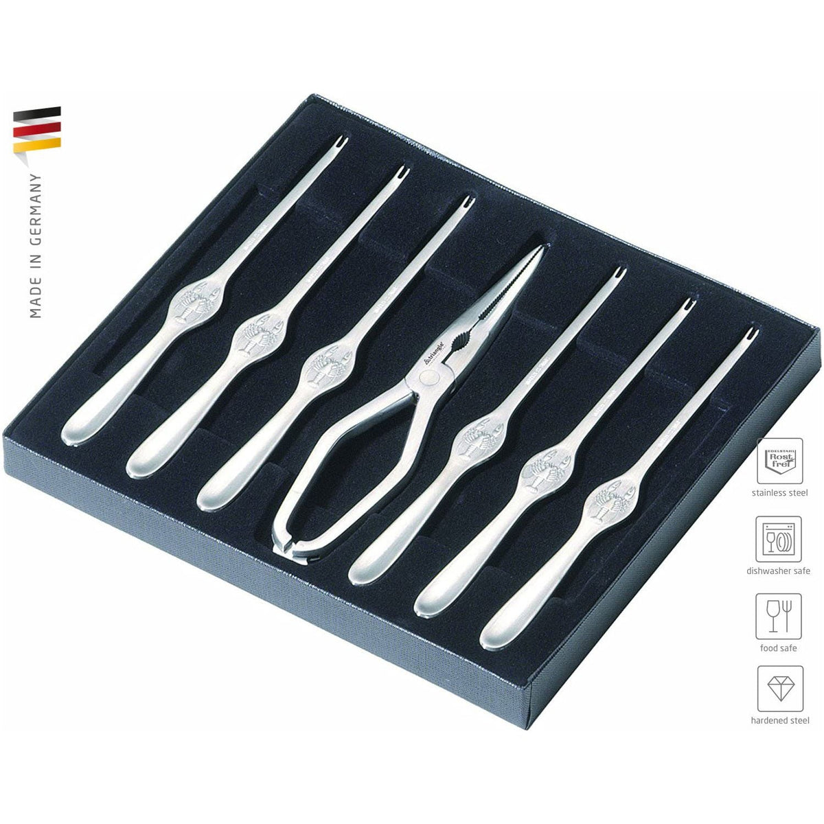Kreeften- krabben-set 7-delig / kreeftenschaar en 6 vorkjes