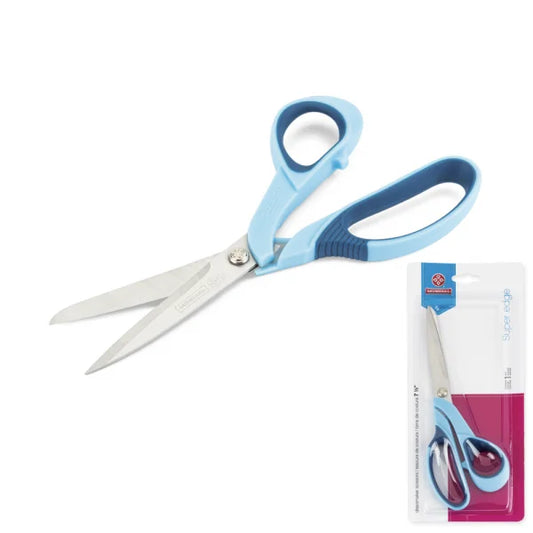 MUNDIAL Super Edge soft grip 1960-7.1/2 inch roestvrijstalen huishoudschaar lengte 19cm en blauw handvat