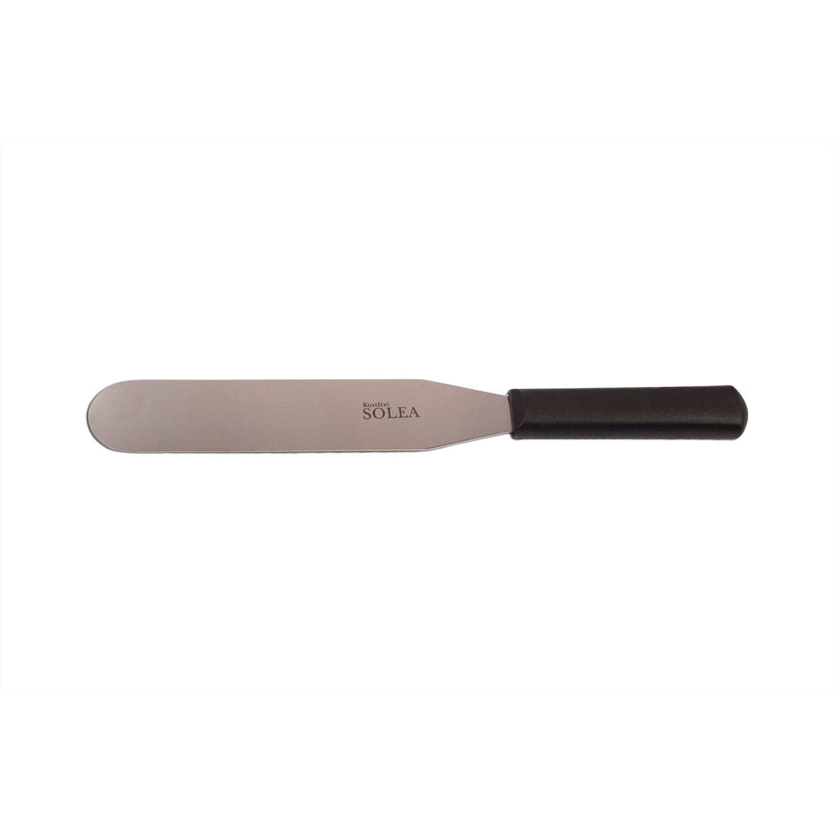 SOLEA spatel- palet- taart- cake mes RVS 20cm recht lemmet met zwart kunststof PP heft