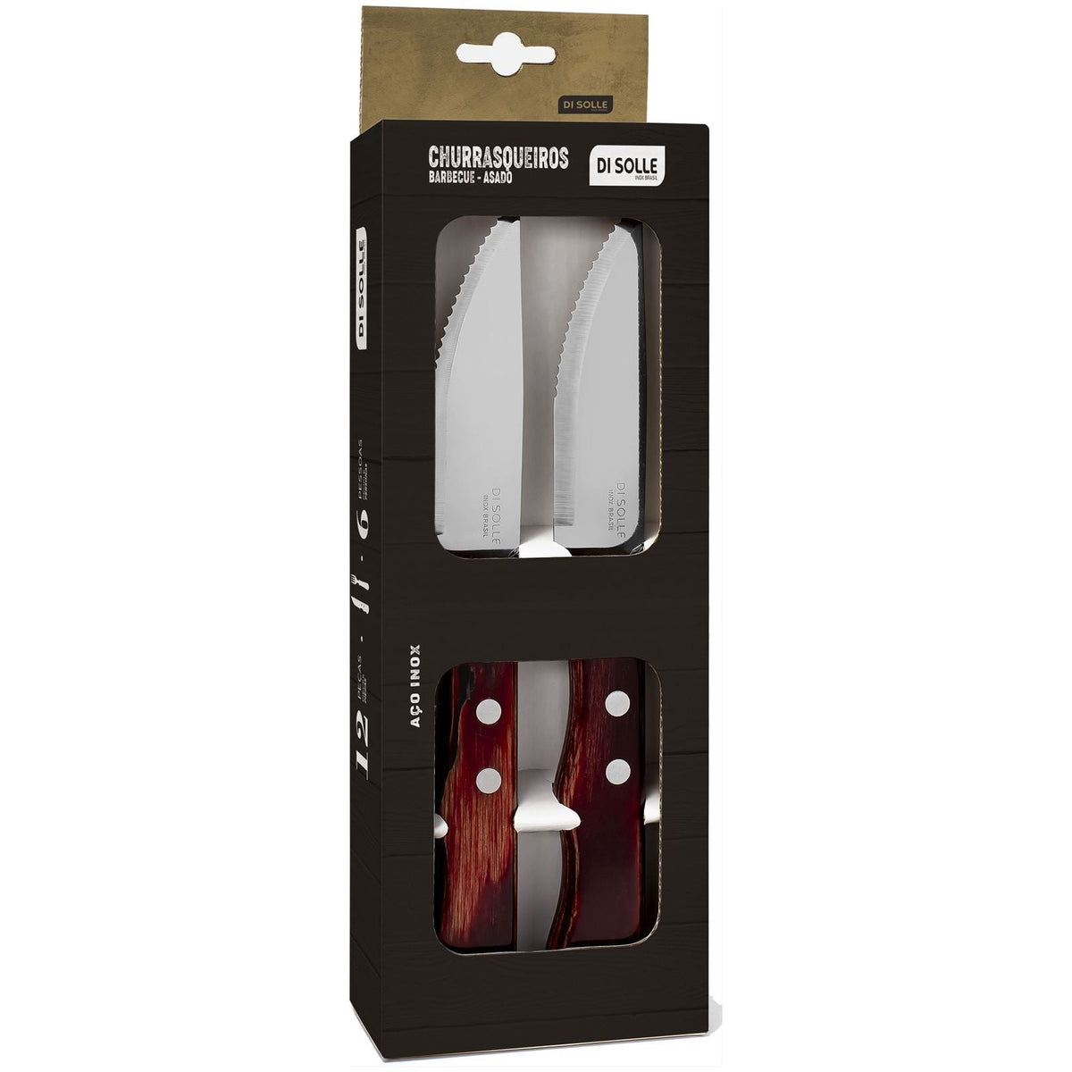 Steakmes XL set 4 stuks RVS lemmet houten heft