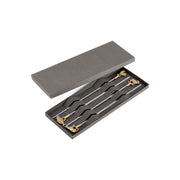 TRIANGLE fraaie spies 32cm  met messing kip - vis - rund - schaap voor grill -bbq 4 stuks