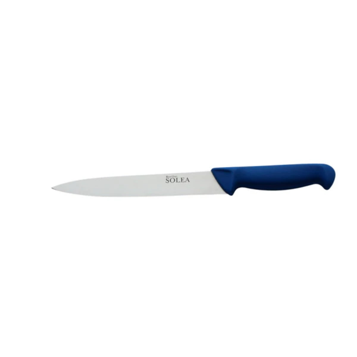 SOLEA Slagers- Vis-mes met roestvrijstalen lemmet en blauw kunststof  PPN heft lengte 21cm HACCP