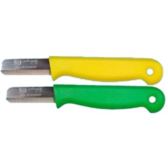 W-SELECTED bladsnijmesje- paprika- fruit - schil mesje RVS lemmet GEEL heft met gat