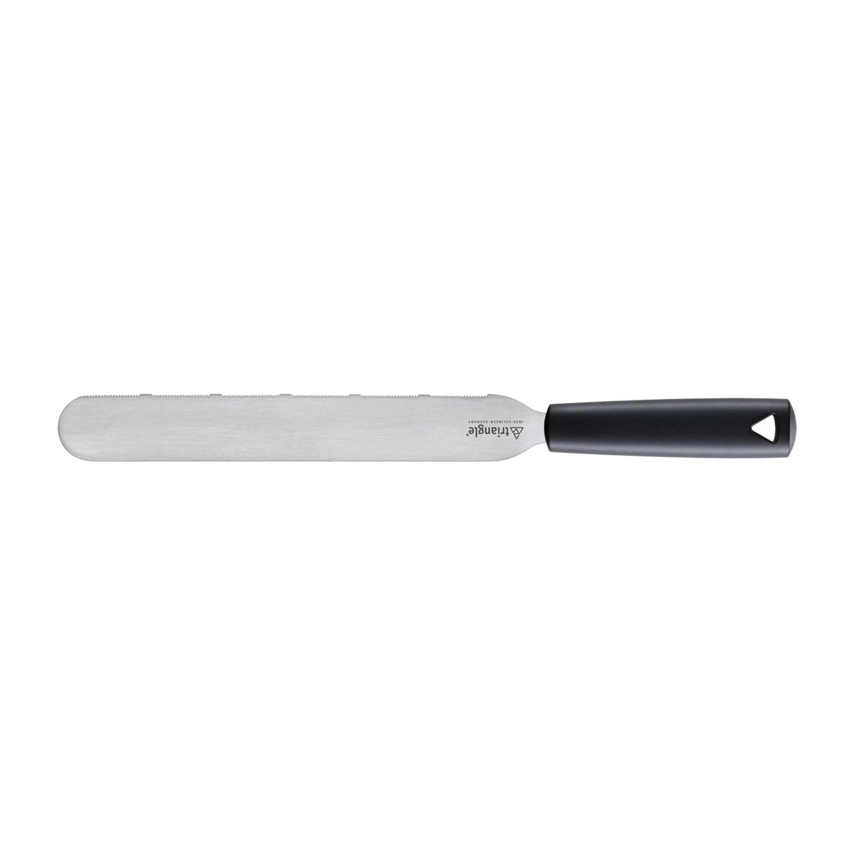 Taartmes, quichemes, gekarteld lemmet van 25cm zwart heft