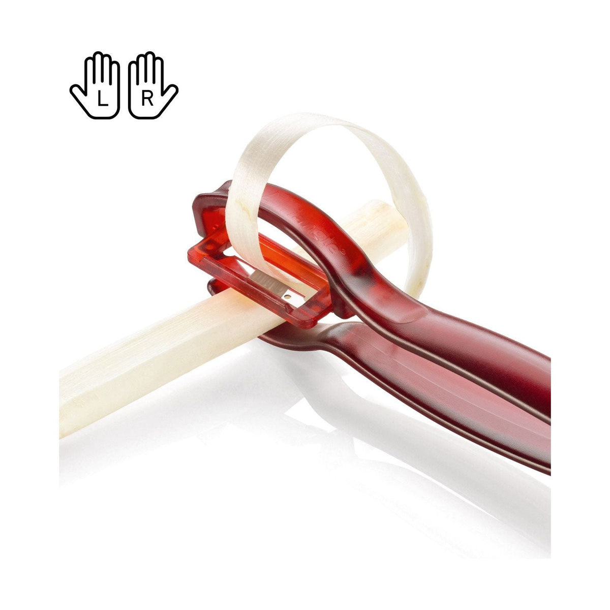 Aspergeschiller rood links- en rechts- handig