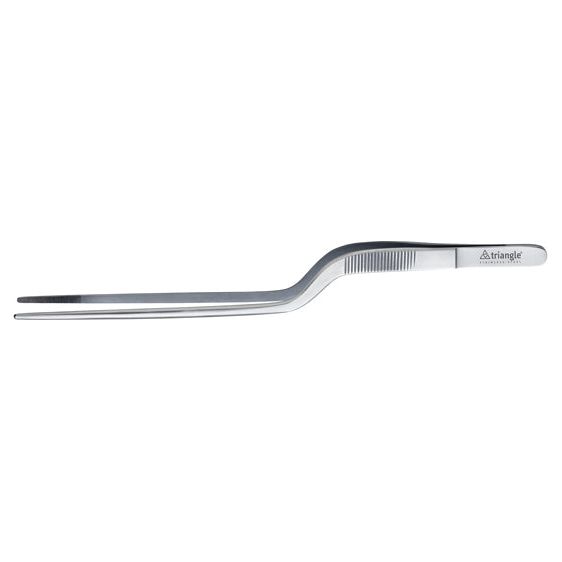 TRIANGLE multifunctioneel roestvrijstalen pincet voor grill - gourmet - serveren - dubbele knik - lengte  14cm