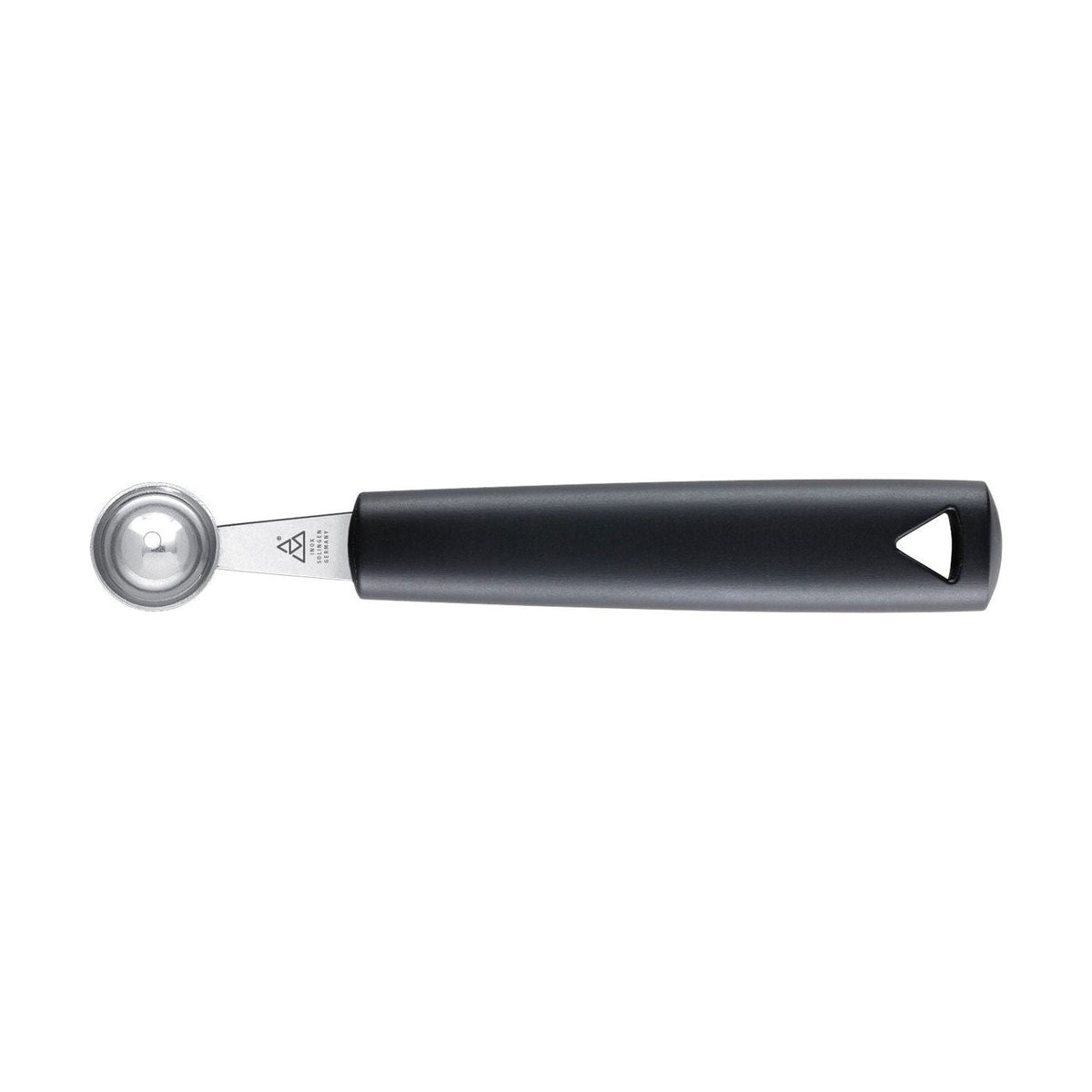 Pommes-Parisienne - meloen - appel - groente - boor - lepel RVS Ø 22mm zwart kunststof PP heft