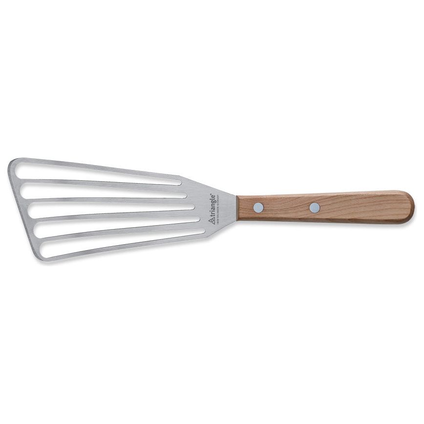 Spatel met gleuven 16cm met kersenhout handvat