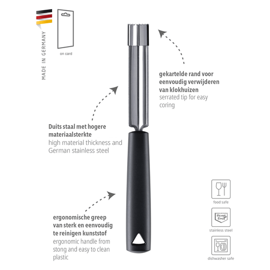 Triangle Spirit Appelboor Ø 20 mm RVS 22 cm voor grote appels op ZB kaart