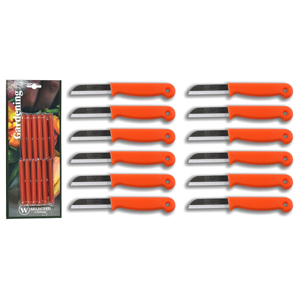 Schilmesje oranje heft met gat RVS lemmet 6cm 12 stuks op kaart