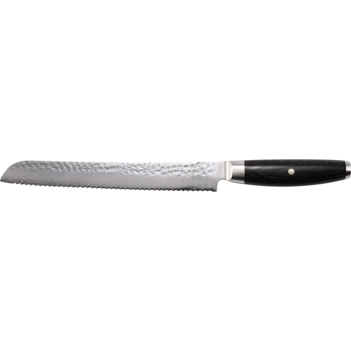 Broodmes KETU 23cm 3 laags gehamerd RVS lemmet zwart pakkawood heft
