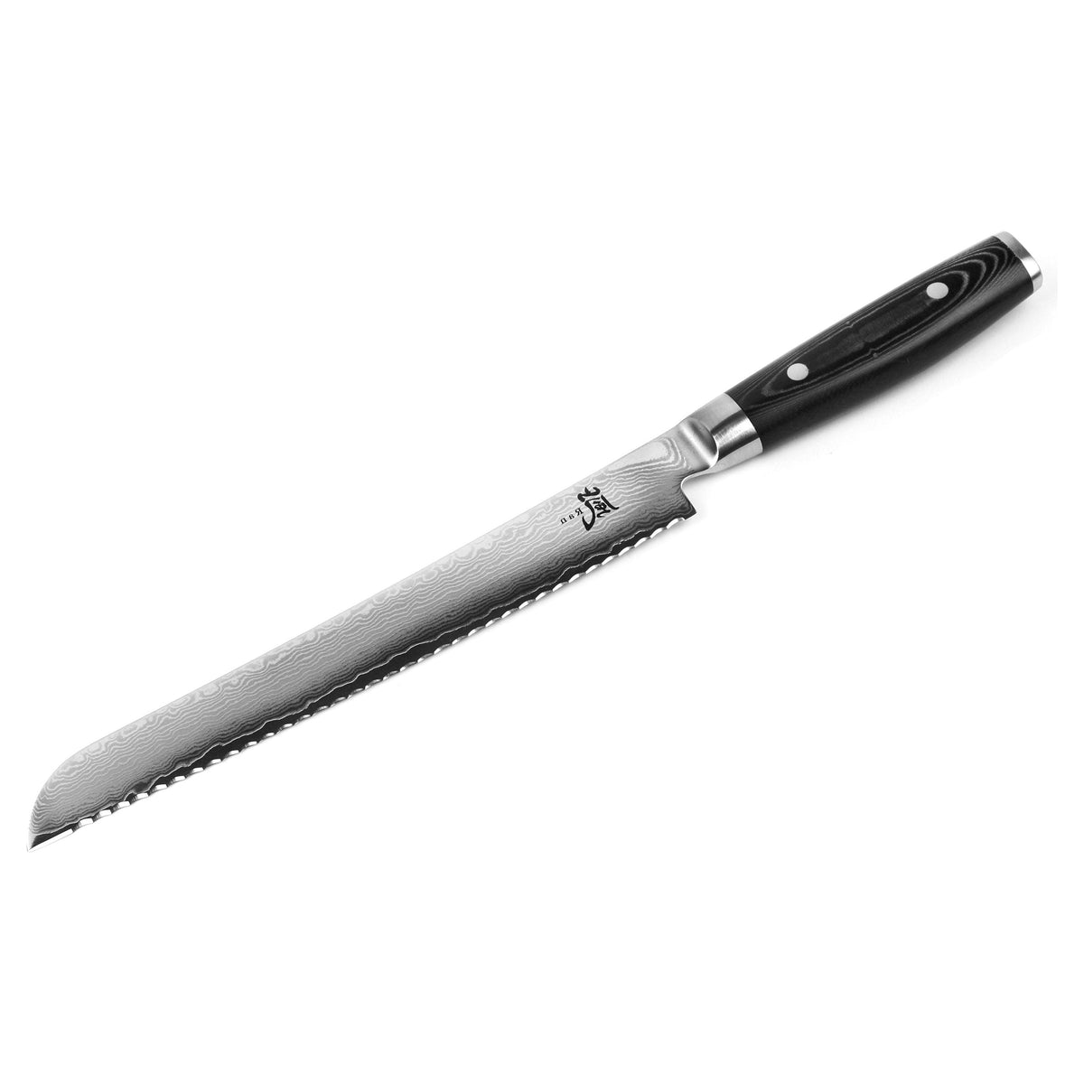 Broodmes 23 cm 69 lagen damaststaal met canvas-micarta heft