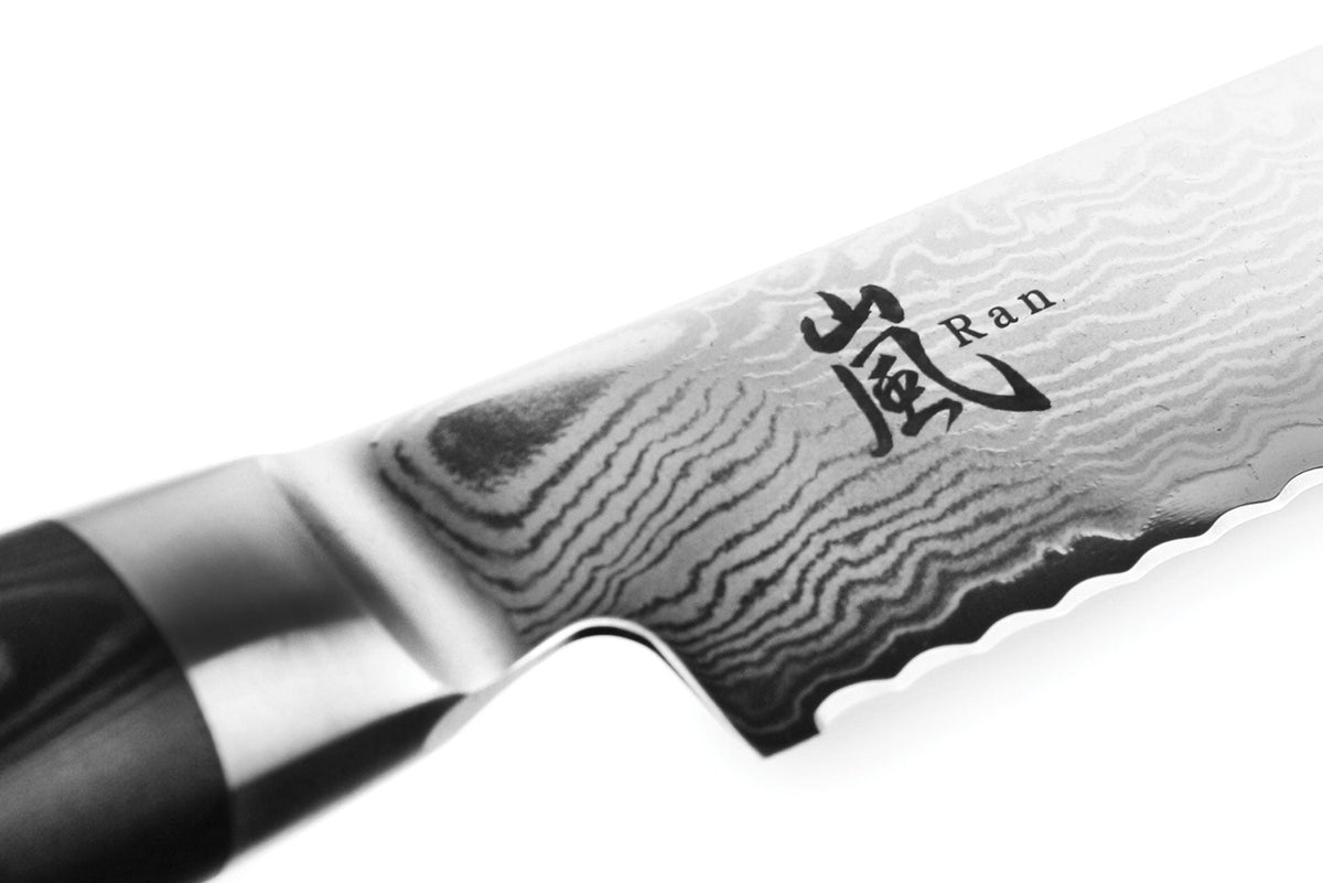 Broodmes 23 cm 69 lagen damaststaal met canvas-micarta heft