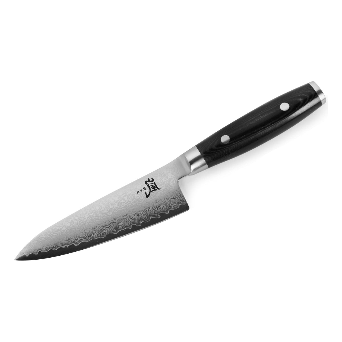 Koksmes RAN 15cm 69 laags RVS damaststaal lemmet zwart canvas-micarta heft
