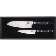 YAXELL RAN 2-delig SANTOKU 16,5cm en Universeel- Petty-mes 12cm 69 laags RVS damaststaal met canvas-micarta heft