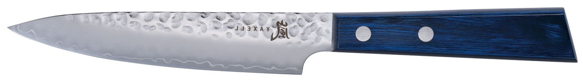 YAXELL BLUE BREEZE UTILITY/universeel mes movax stalen lemmet 12cm blauw pakkawood heft